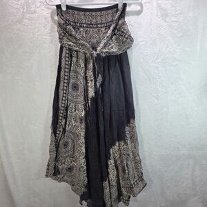 Elegant Black and Cream Maxi Wrap Skirt ONE SIZE